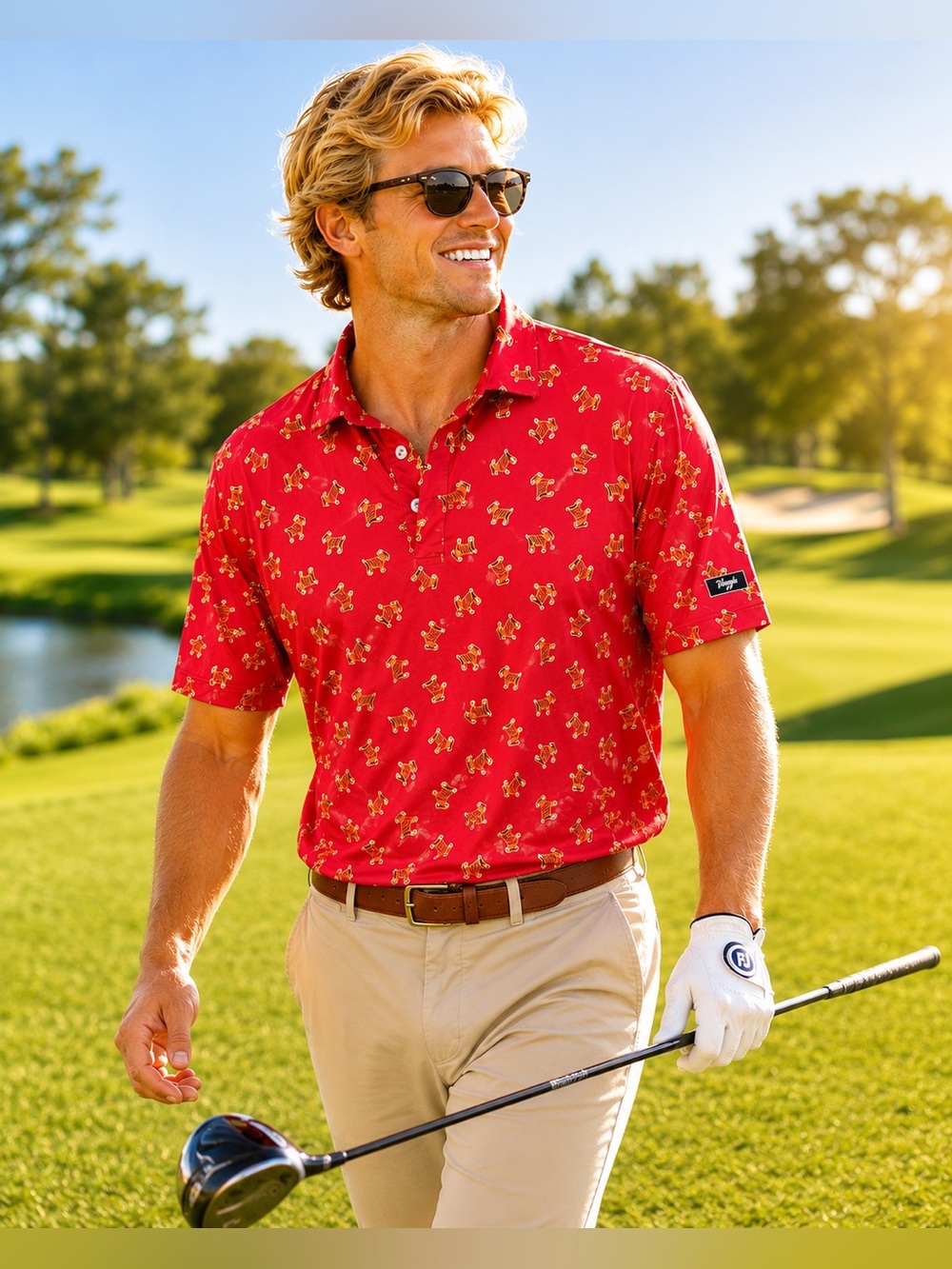 ⛳️ Waggle Tiger Print Golf Polo Shirt XL Performance Stretch Like New